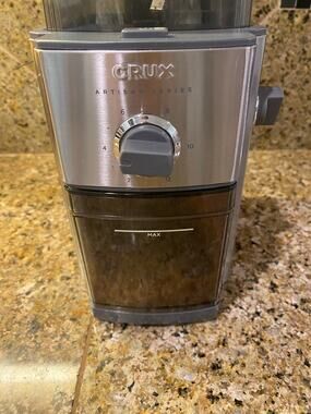 CRUX Artisan Series Burr Coffee Grinder Stainless Adjustable 2-12 Cup Tested